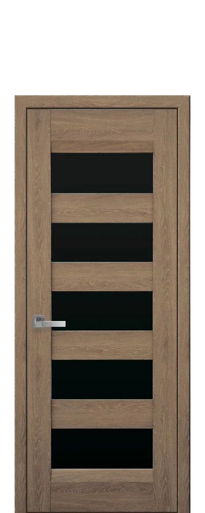 Двері  Лайт дуб бурштиновий Бронкс (з чорним склом) Нано Флекс Новий стиль