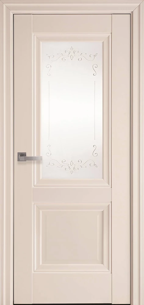 Дверь Элегант Имидж магнолия (стекло сатин и рисунок2) Premium Новый стиль