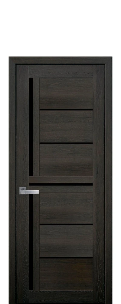 Дверь Мода Диана дуб мускат (с чёрным стеклом) ПВХ Новый стиль