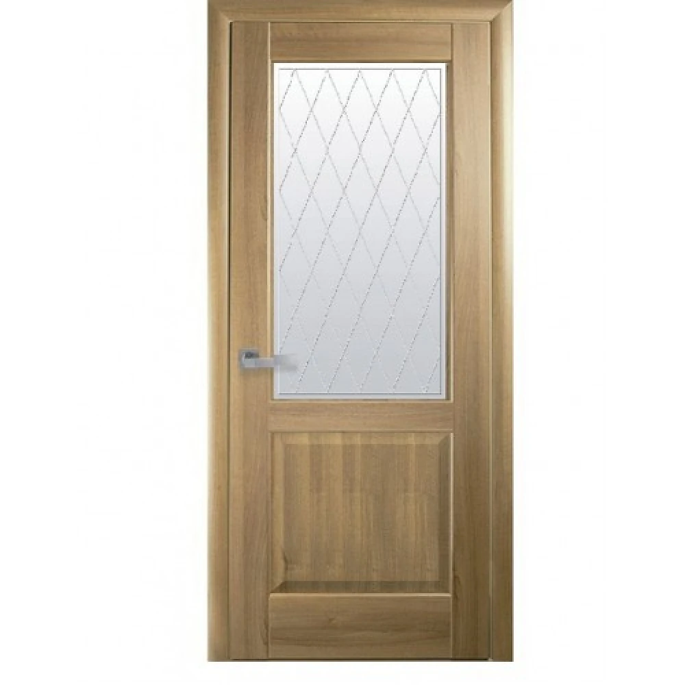 Дверь Маэстра Эпика Р2 золотой дуб (стекло сатин и рисунок) ПВХ DeLuxe Новый стиль