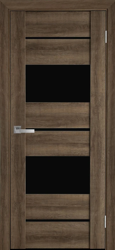 Дверь Вива Аскона бук шато (с черным стеклом) ПВХ Viva Новый стиль
