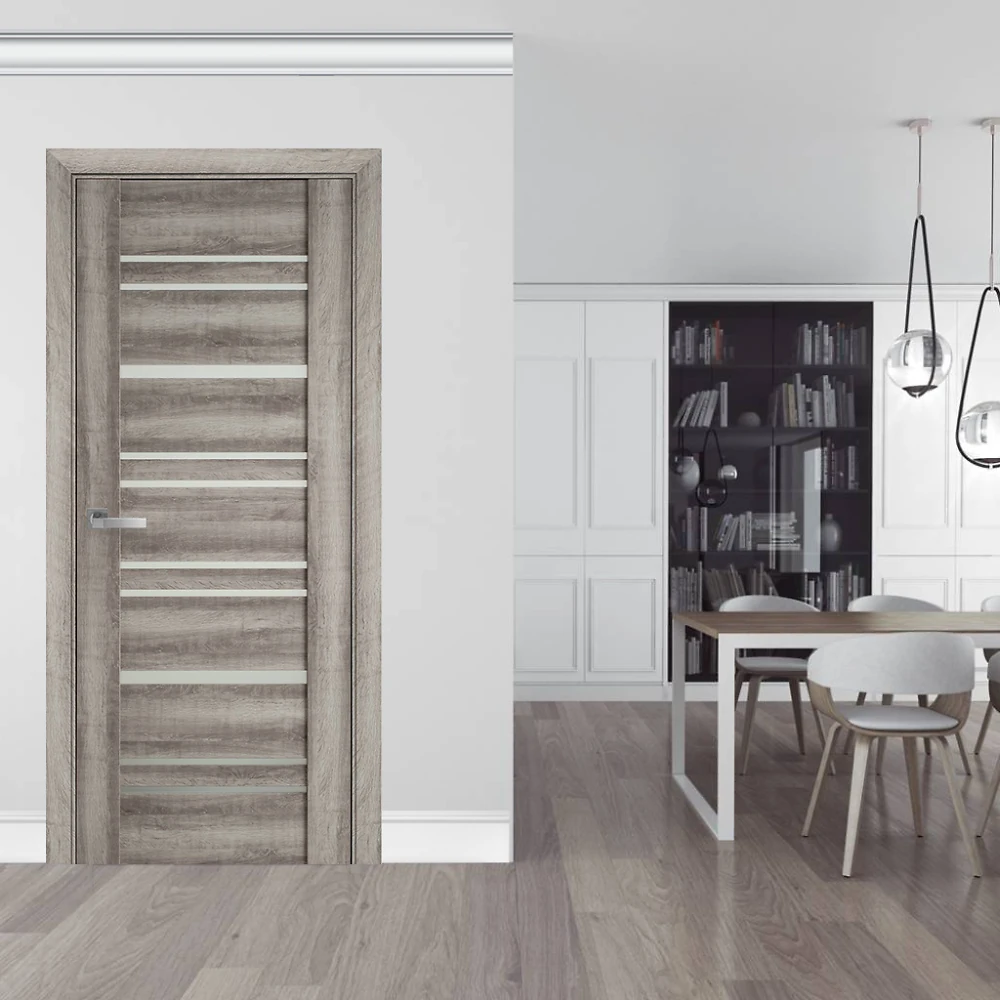 Дверь Вива Валенсия бук баварский (со стеклом сатин) ПВХ Viva Новый стиль