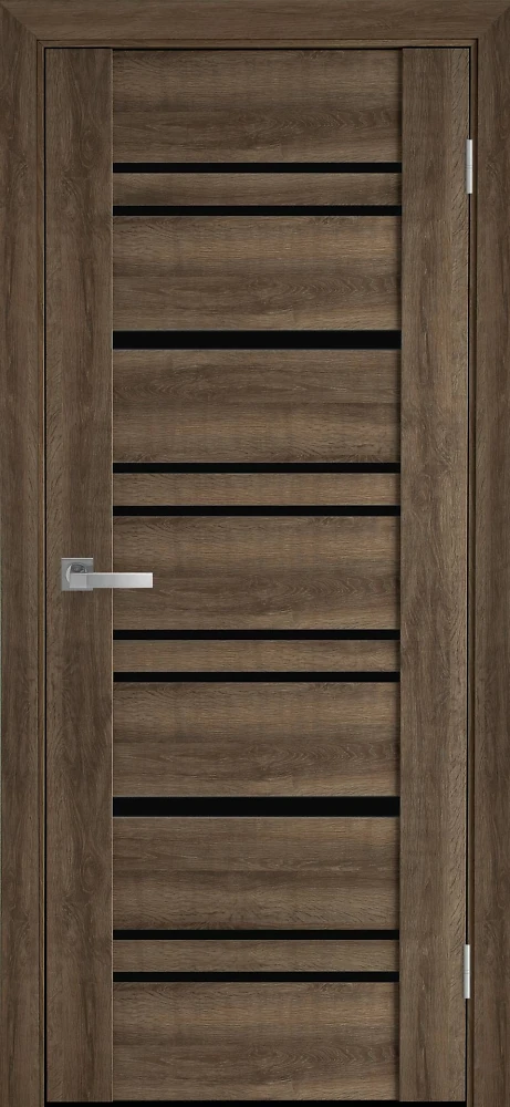 Дверь Вива Валенсия бук шато (с черным стеклом) ПВХ Viva Новый стиль