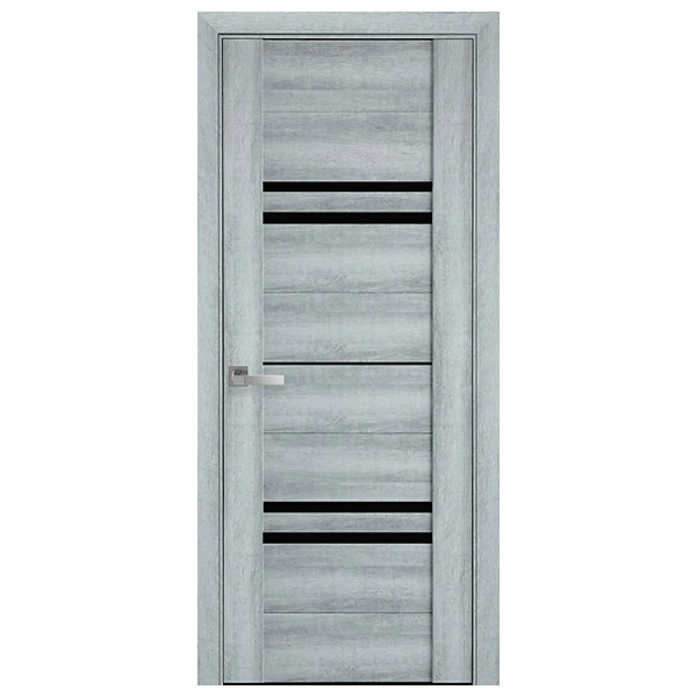 Дверь Вива Мерида бук кашемир (с черным стеклом) ПВХ Viva Новый стиль