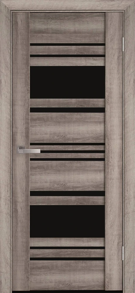 Двері Віва Ніцца бук баварський (з чорним склом) ПВХ Viva Новий стиль