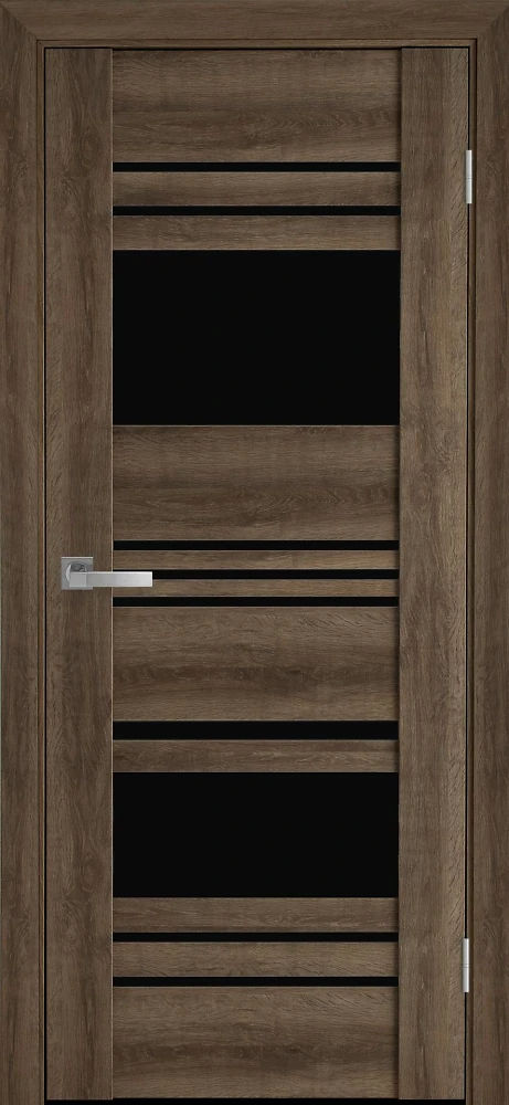 Двері Віва Ніцца бук шато (з чорним склом) ПВХ Viva Новий стиль