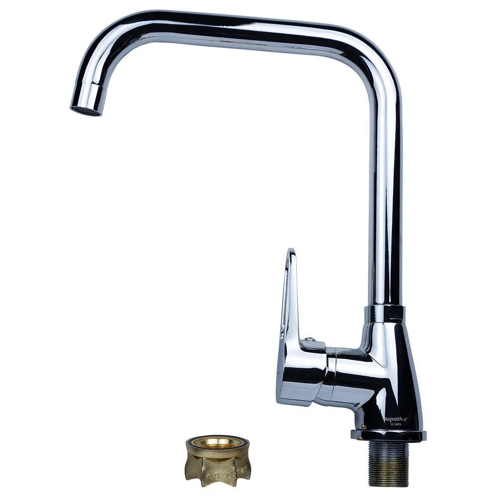 Смеситель HL D35  для кухни Г-гусак на гайке Aquatica HL-4B230C(9734110)