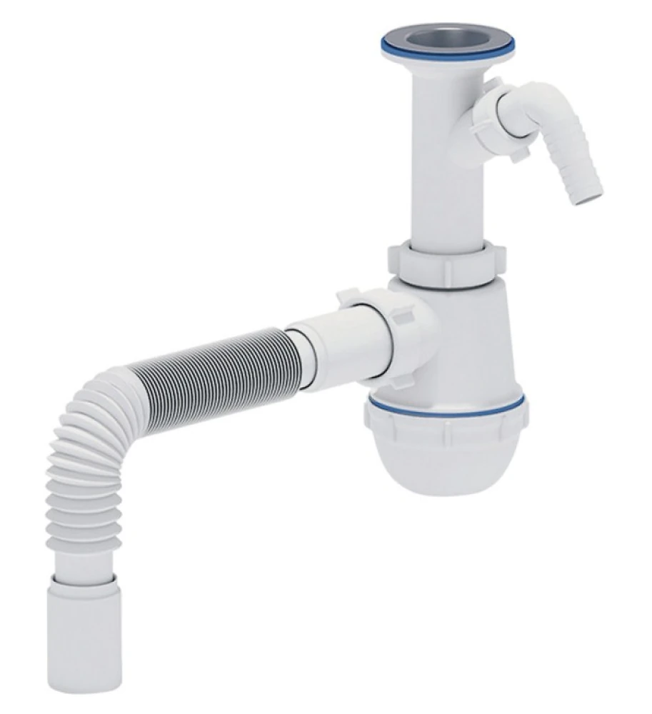 Сифон (А2015)для кухнi з отвiдом для стир.машини, випуск 70мм  d40/50