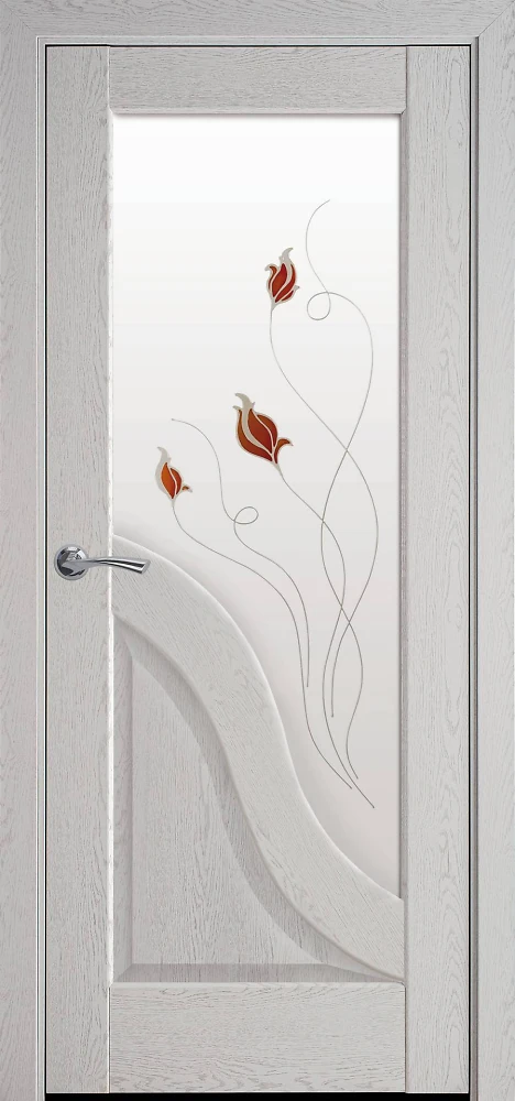 Дверь Маэстра Амата Р1 патина серая (стекло сатин и рисунок) ПВХ DeLuxe Новый стиль