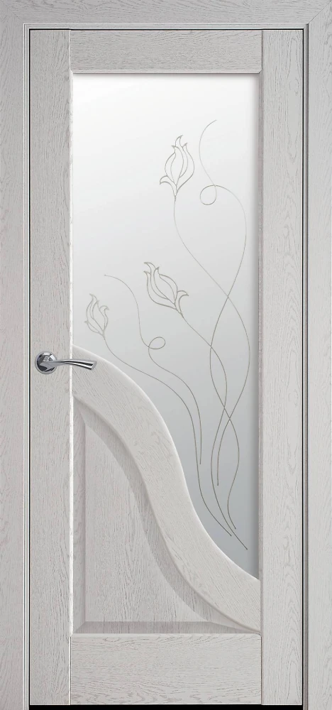 Дверь Маэстра Амата Р2 патина серая (стекло сатин и рисунок) ПВХ DeLuxe Новый стиль