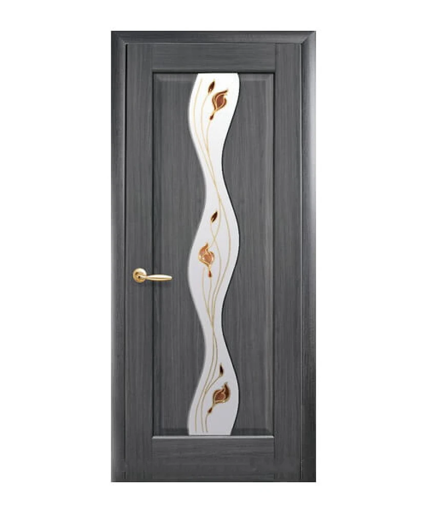 Дверь Маэстра Волна Р1 патина серая (стекло сатин и рисунок) ПВХ DeLuxe Новый стиль