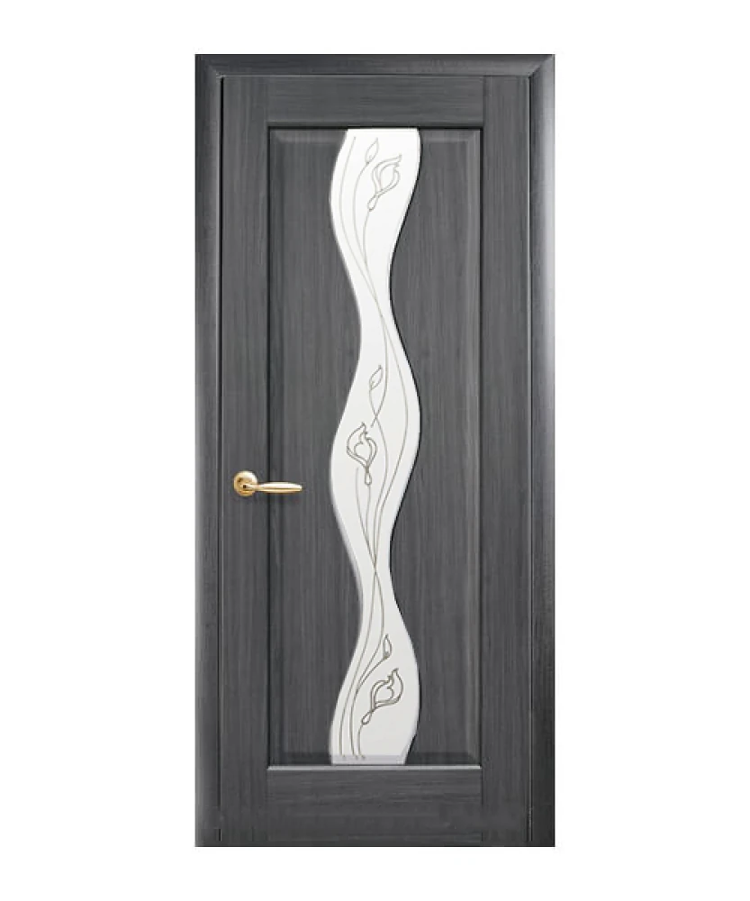 Дверь Маэстра Волна Р2 патина серая (стекло сатин и рисунок) ПВХ DeLuxe Новый стиль