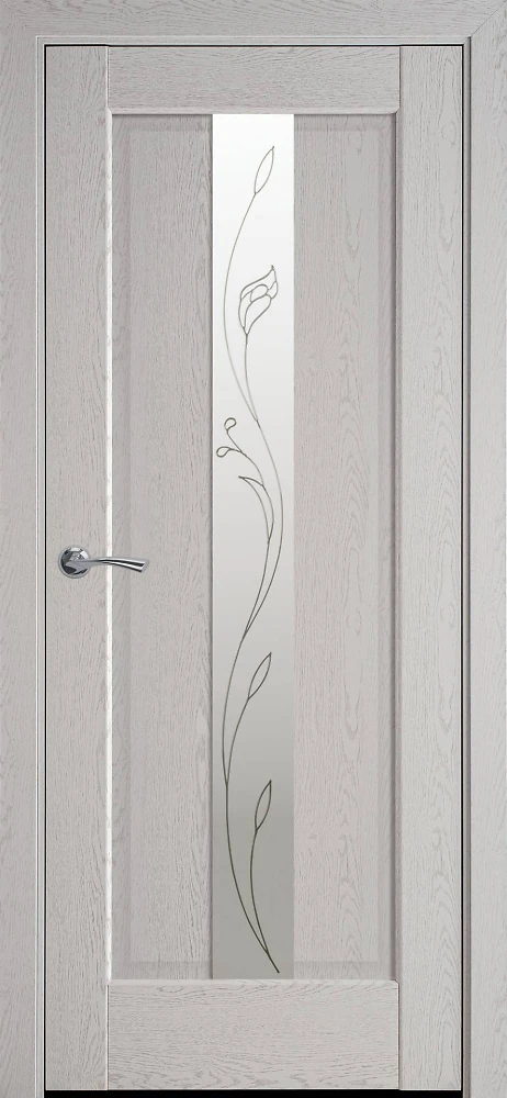Дверь Маэстра Премьера Р2 патина серая (стекло сатин и рисунок) ПВХ DeLuxe Новый стиль