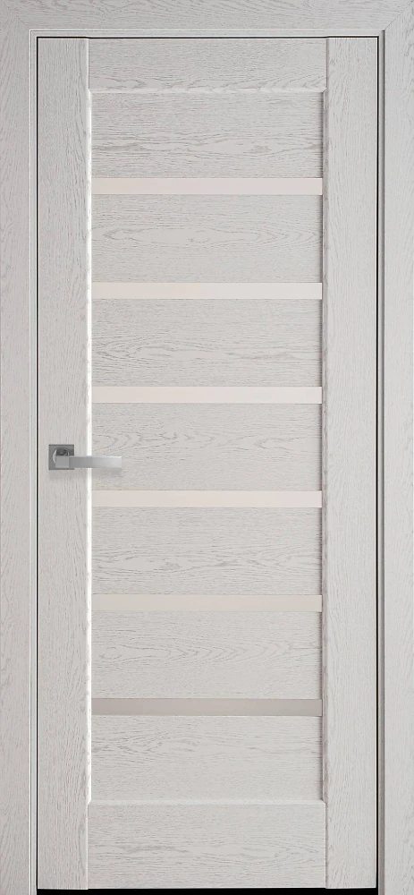 Дверь Ностра Линнея патина серая (со стеклом сатин) ПВХ DeLuxe Новый стиль