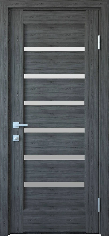 Дверь Ностра Линнея grey New (со стеклом сатин) ПВХ DeLuxe Новый стиль