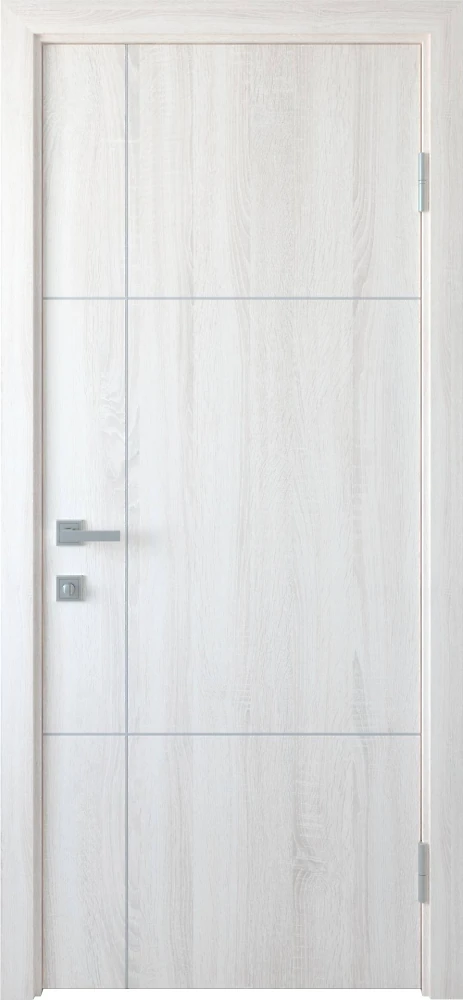Дверь Plus Ника silver ясень New (глухая с гравировкой Silver) ПВХ DeLuxe Новый стиль