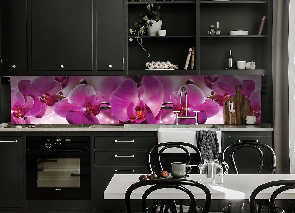 Скинали на кухню Zatarga Пышные розовые орхидеи 600х2500 мм
