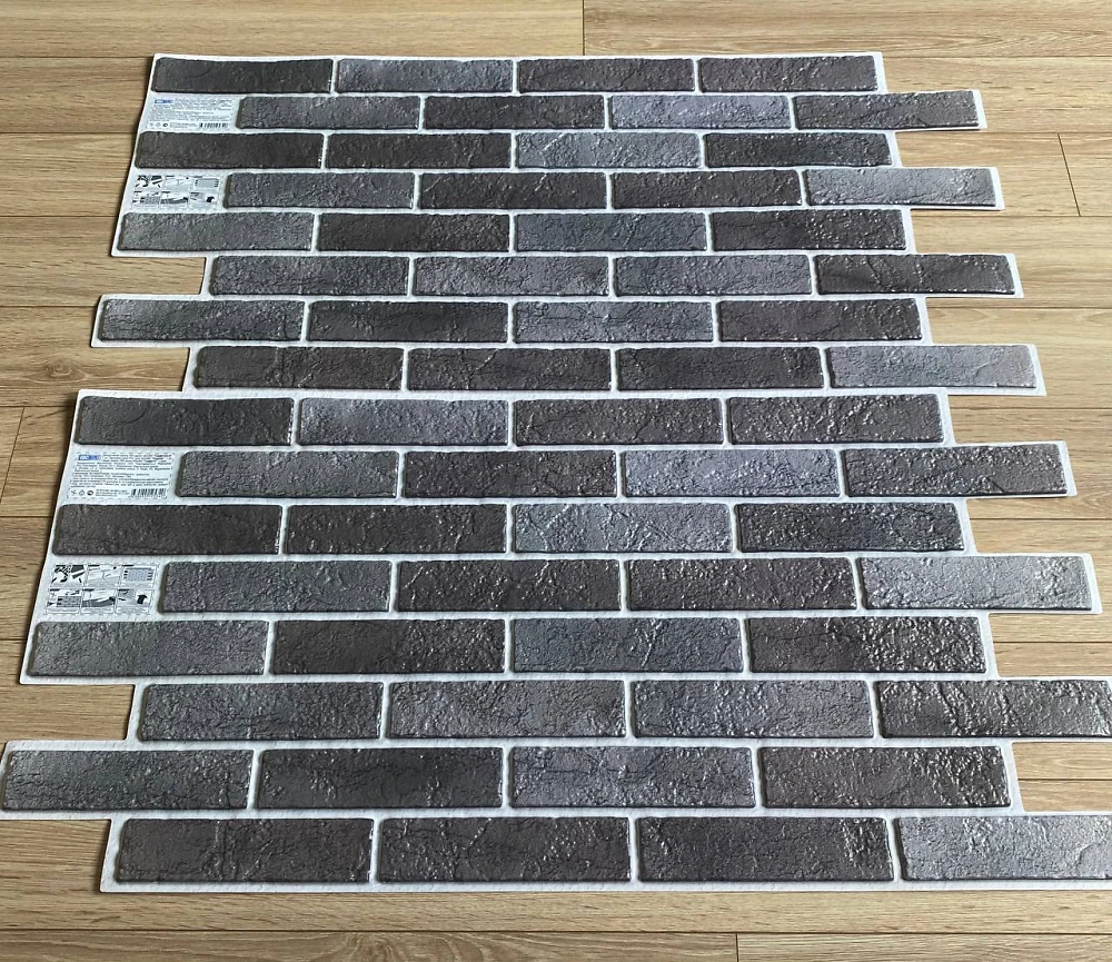 Пластиковая Панель Пластмаркет кирпич Графитовый 960 * 485мм