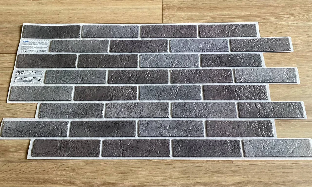 Пластиковая Панель Пластмаркет кирпич Графитовый 960 * 485мм