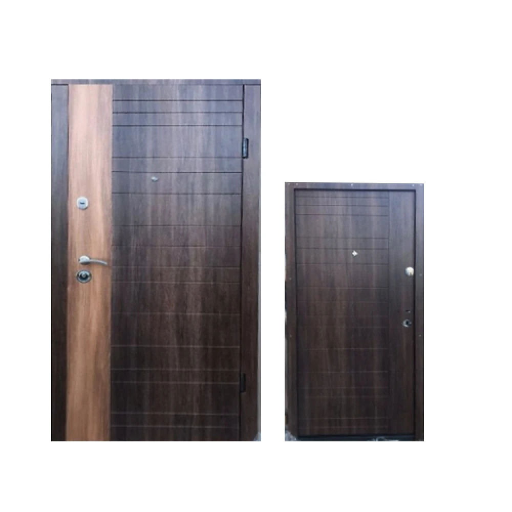 Дверь входная Форт серия Стандарт Плюс модель Денвер дуб табак вставка вишня малаго