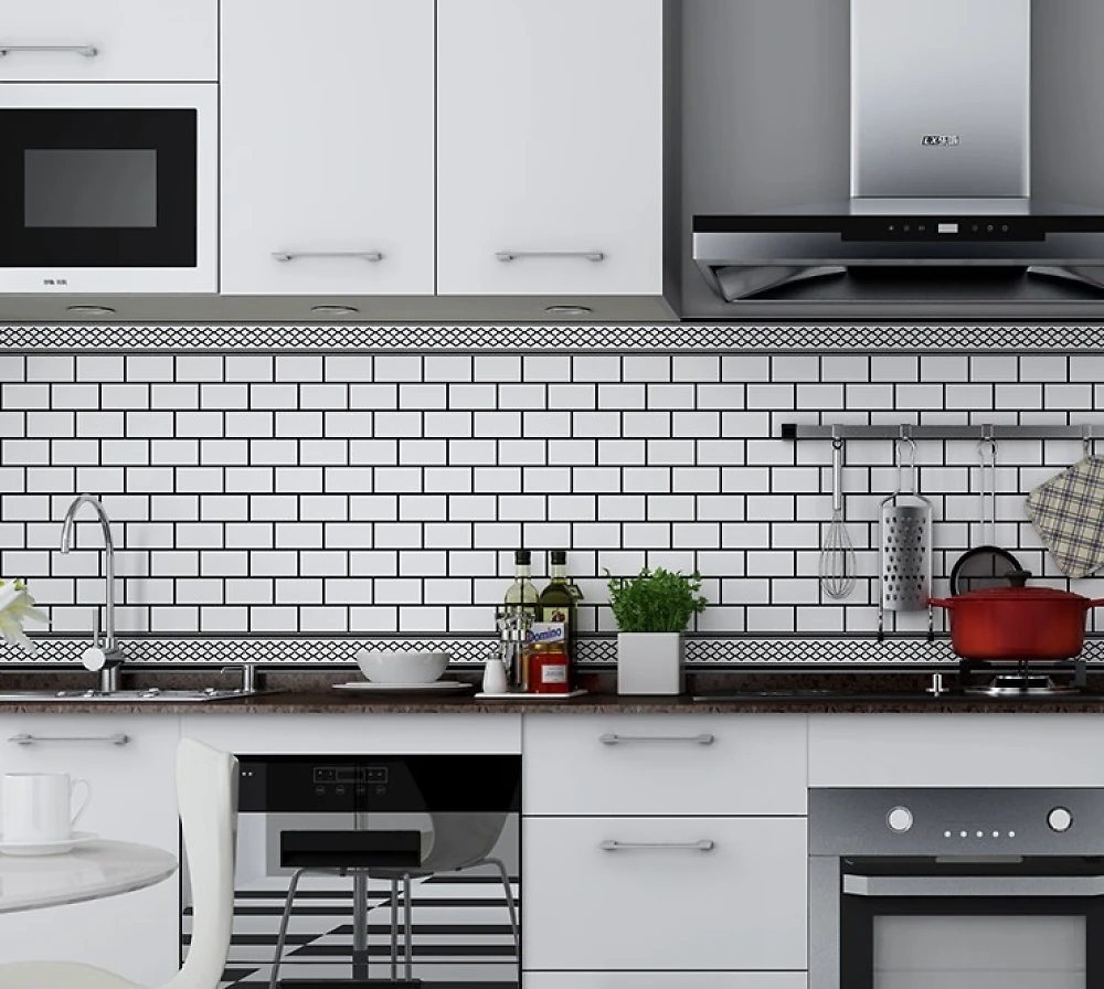 Самоклеющаяся виниловая плитка 600*600*1,5мм Кладка с бортиком СВП-210 глянец