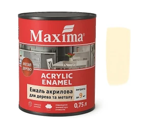 Емаль акрилова Maxima 0,75 л (для дерева та металу) Ванільний шовковисто-матова