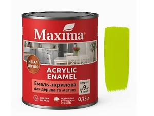 Эмаль акриловая Maxima 0,75 л (для дерева и металла) Лайм шелковисто-матовая