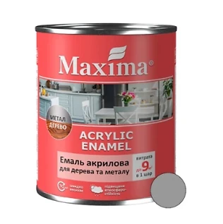 Емаль акрилова для дерева та металу Попелястий шовковисто-матова Maxima 0,75 л