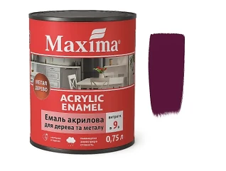 Емаль акрилова для дерева та металу Слива шовковисто-матова Maxima 0,75 л