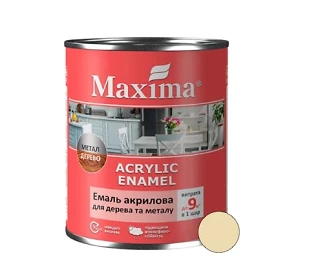 Емаль акрилова для дерева та металу Слонова кістка шовковисто-матова Maxima 0,75 л