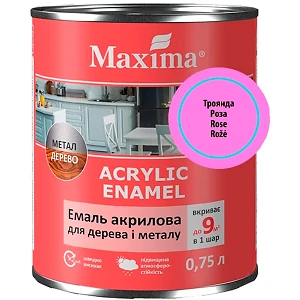 Емаль акрилова Maxima 0,75 л (для дерева та металу) Троянда шовковисто-матова