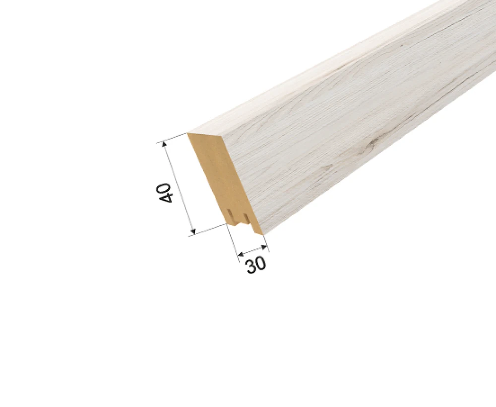 Рейка на стену МДФ Stella Ривьера Дуб Санремо Белый 40*30*2700