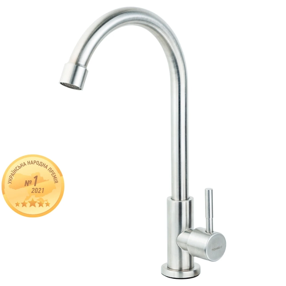 Смеситель КТ(s22) 1/2 для кухни монокран на гайке SS  Aquatica КТ-1G170P(9722601)