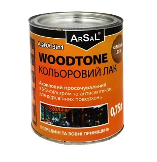 Лак ARSAL WOODTONE AQUA 3в1* 0,75л світлий дуб