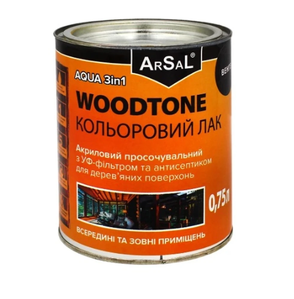 Лак ARSAL WOODTONE AQUA 3в1* 0,75л венге