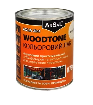 Лак ARSAL  WOODTONE AQUA 3в1* 0,75л білий