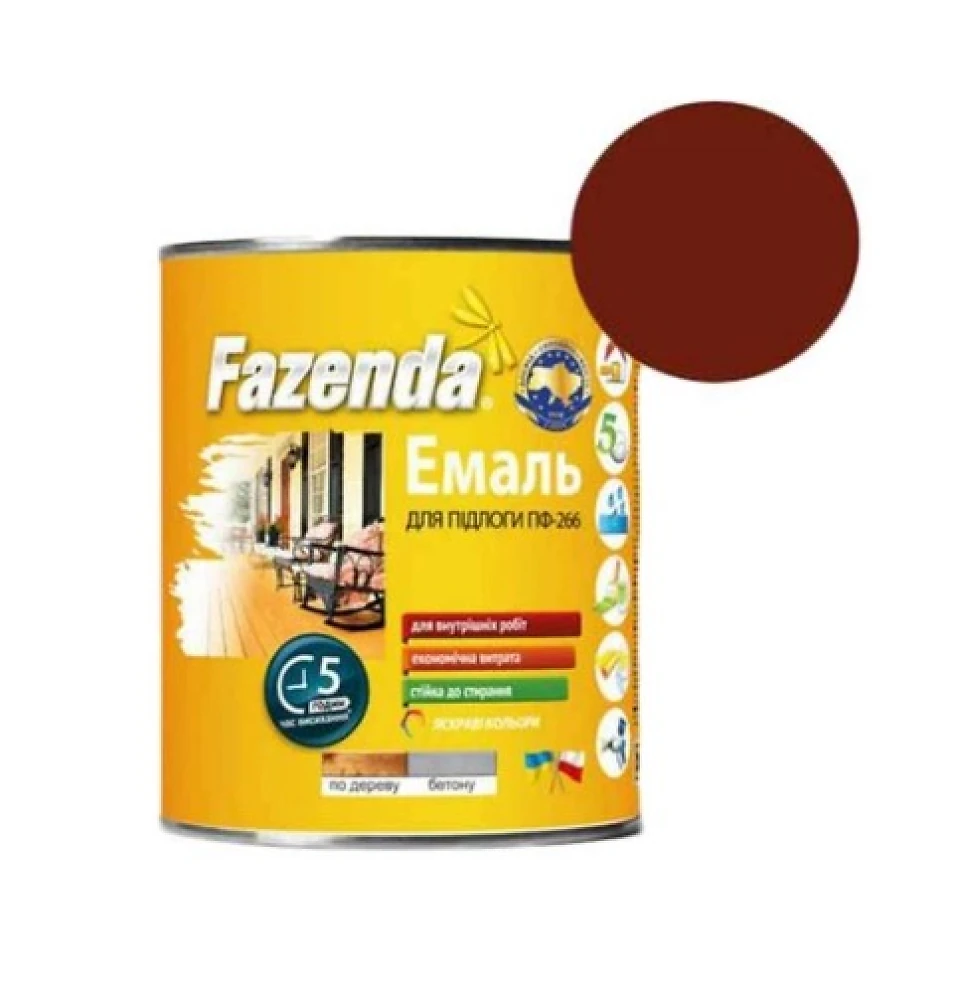 Фарба FAZENDA 2.8кг червоно-коричнева (емаль алкідна ПФ-266 для підлоги)