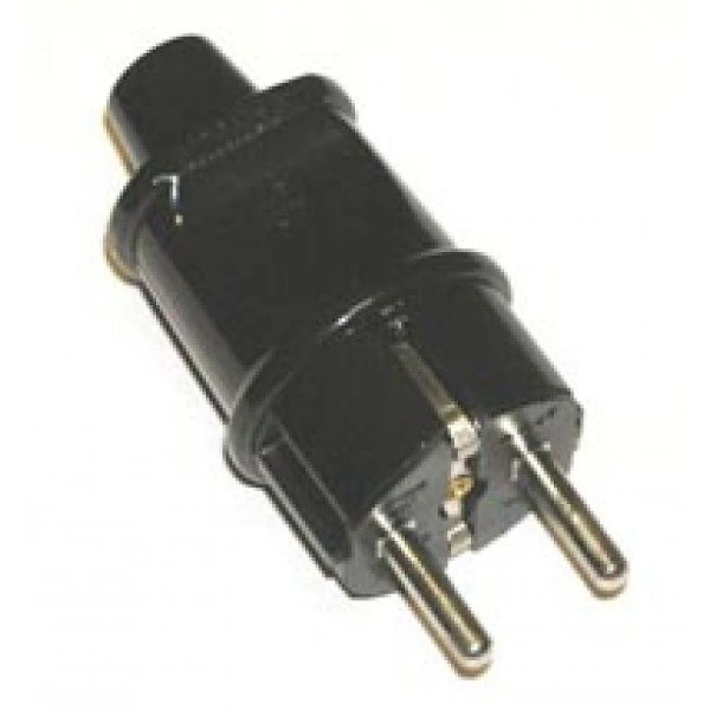 Вилка євро пряма з заземленням чорна Alfa