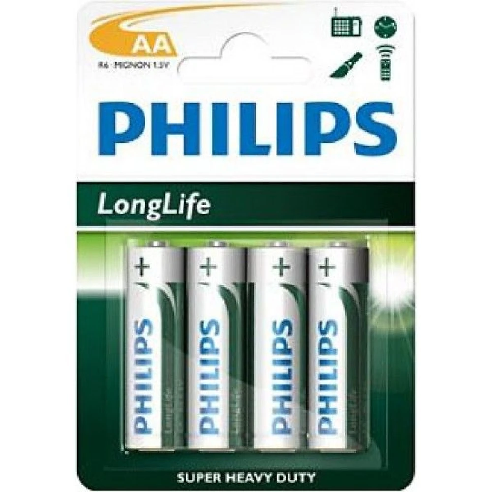 Батарейка минипальчиковая Philips Longlife солевая LR03 AAA blister 4шт, 1шт