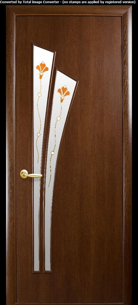 Дверь Модерн Лилия Р1 орех 3D (стекло сатин и рисунок) Экошпон Новый стиль