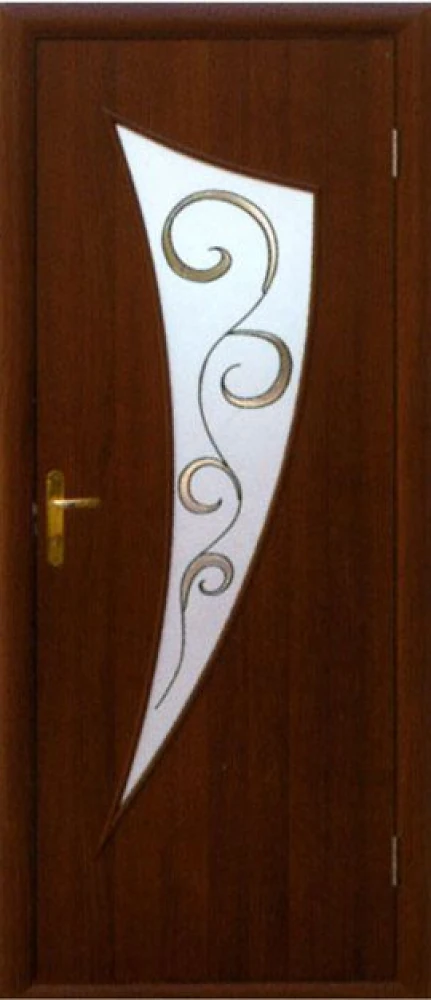 Дверь  Модерн Р орех 3D Парус (стекло сатин и рисунок1) Экошпон Новый стиль