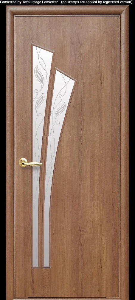 Дверь Модерн Лилия Р3 золотая ольха (стекло сатин и рисунок) ПВХ DeLuxe Новый стиль