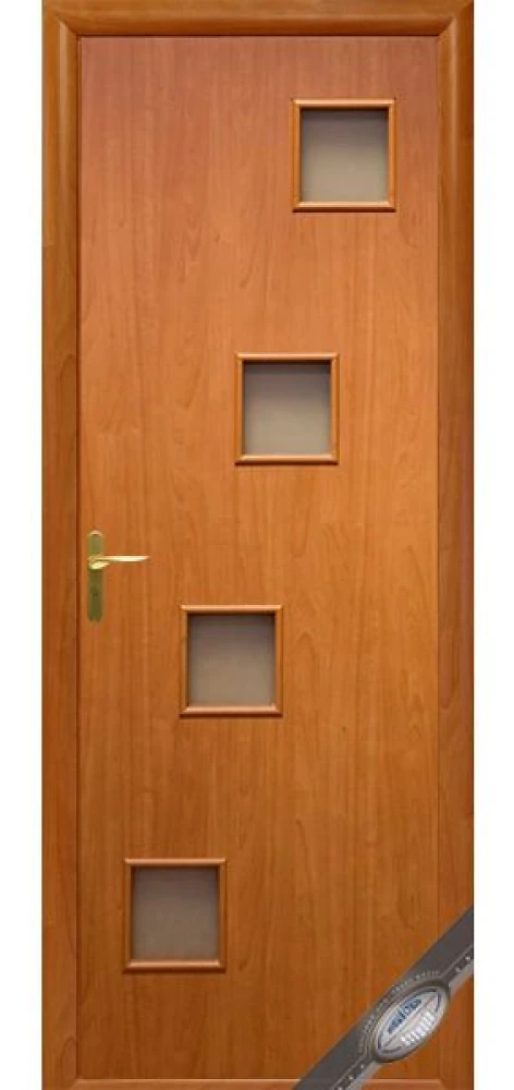 Дверь  Квадра золотая ольха Ронда (со стеклом сатин) ПВХ DeLuxe Новый стиль