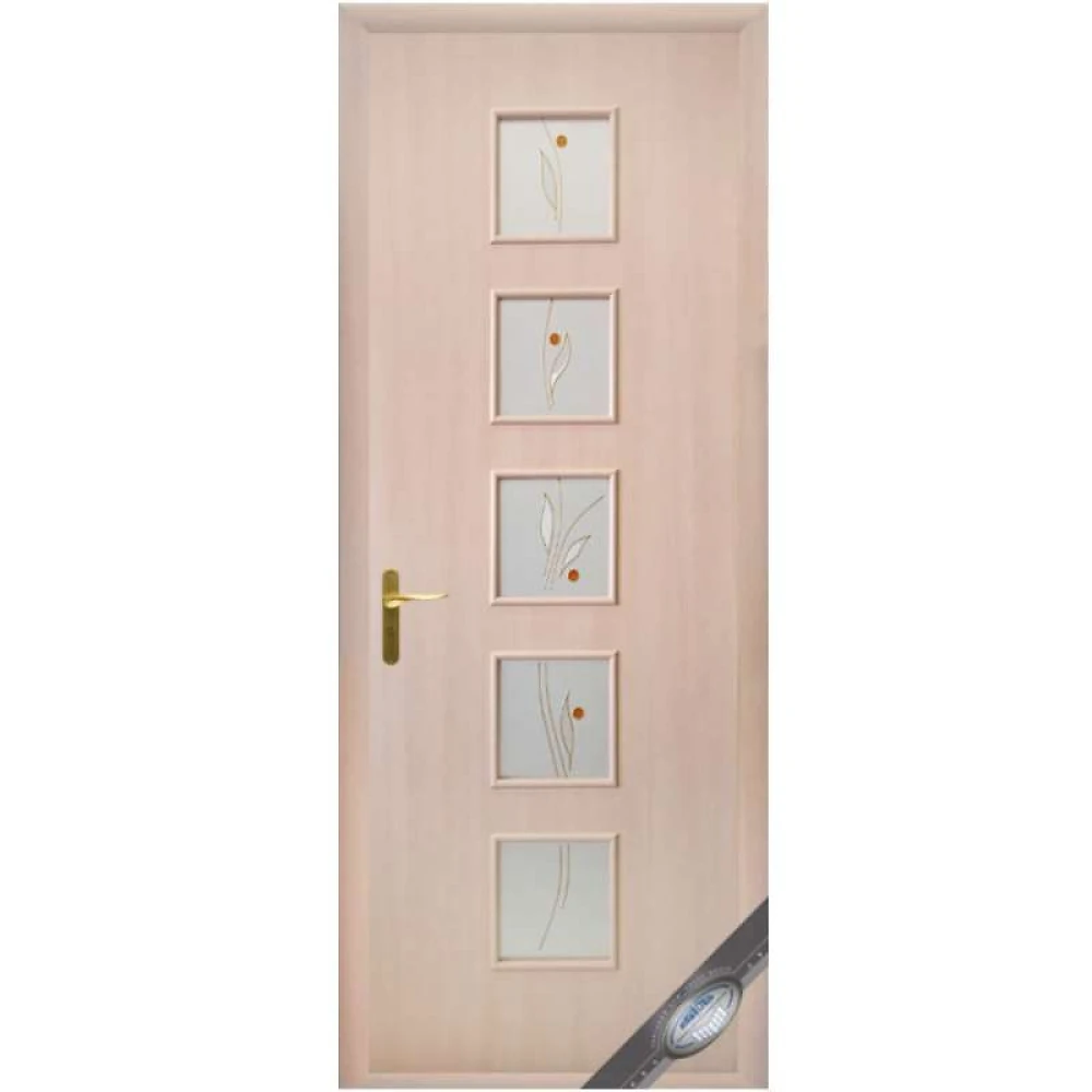 Дверь  Квадра Р дуб жемчужный Фора (стекло сатин и рисунок3) Экошпон Новый стиль