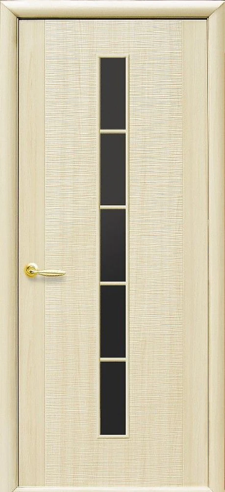 Дверь  Фортис ясень Дюна 1S (с чёрным стеклом) ПВХ DeLuxe Новый стиль