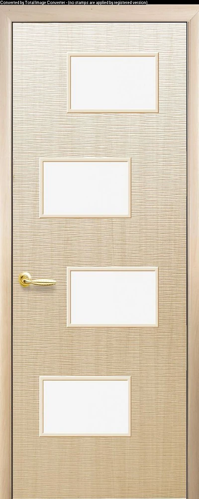 Дверь  Фортис ясень Сахара 4 S (со стеклом сатин) ПВХ DeLuxe Новый стиль