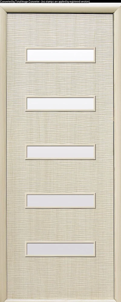 Дверь  Фортис ясень Сахара 5 S (со стеклом сатин) ПВХ DeLuxe Новый стиль