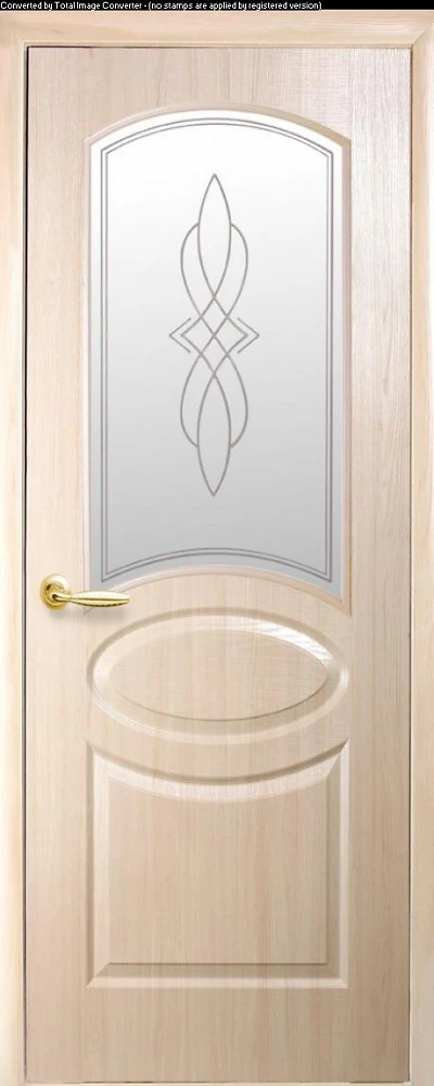 Дверь  Фортис Р ясень Овал (стекло сатин и рисунок1) ПВХ DeLuxe Новый стиль