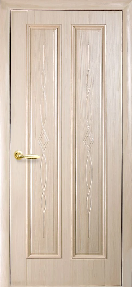 Дверь  Интера ясень Стелла (глухая с гравирокой) ПВХ DeLuxe Новый стиль
