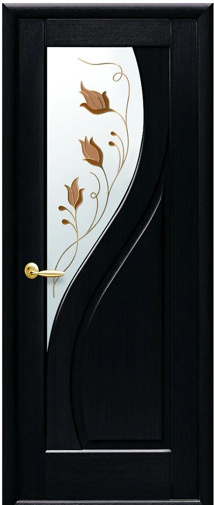 Дверь  Маэстра Р венге Прима (стекло сатин и рисунок1) ПВХ DeLuxe Новый стиль